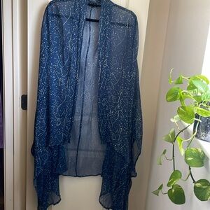 Blue & Silver Symbology Kimono Wrap - OS